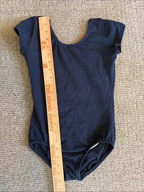 Girls Black Short-Sleeve One-Piece Ballet/ Dance Leotard